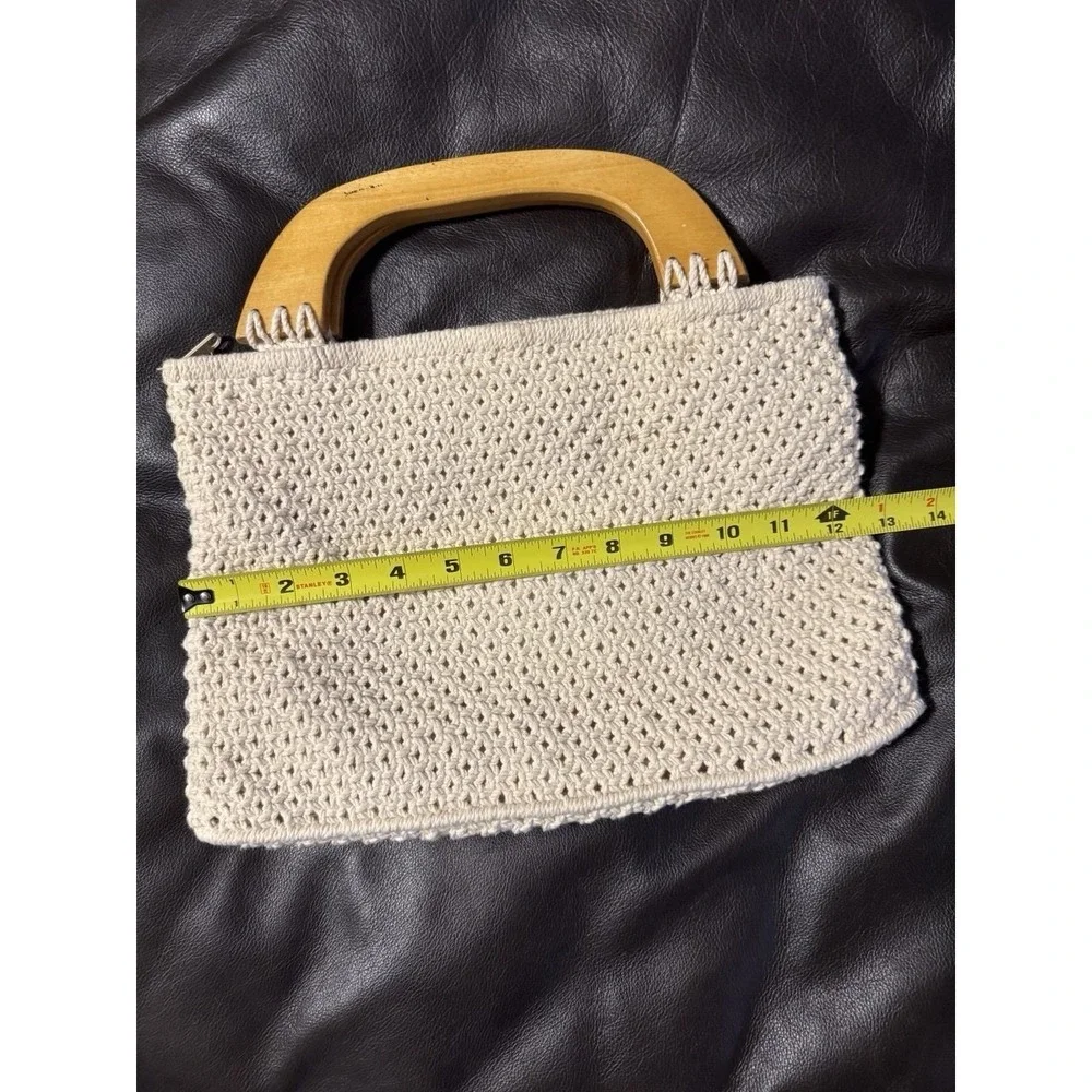 Vintage Macrame‎ Handbag with Painted Wooden Handles – Made in Philippines